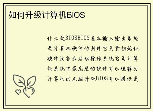 如何升级计算机BIOS